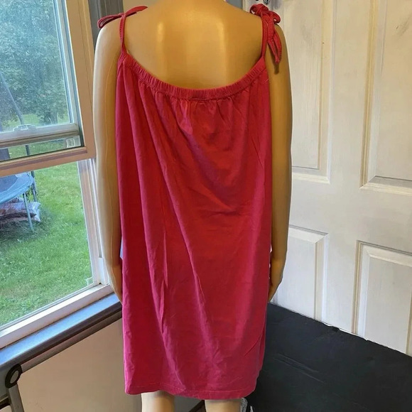 VTG A.J. Apparel Orlando Florida Hot Pink Tie Shoulder Midi Dress Beachy OSFM - Picture 7 of 10